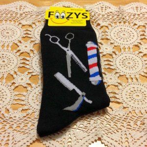 Men's Socks - Foozys Men's Socks, Barber Theme, black  background